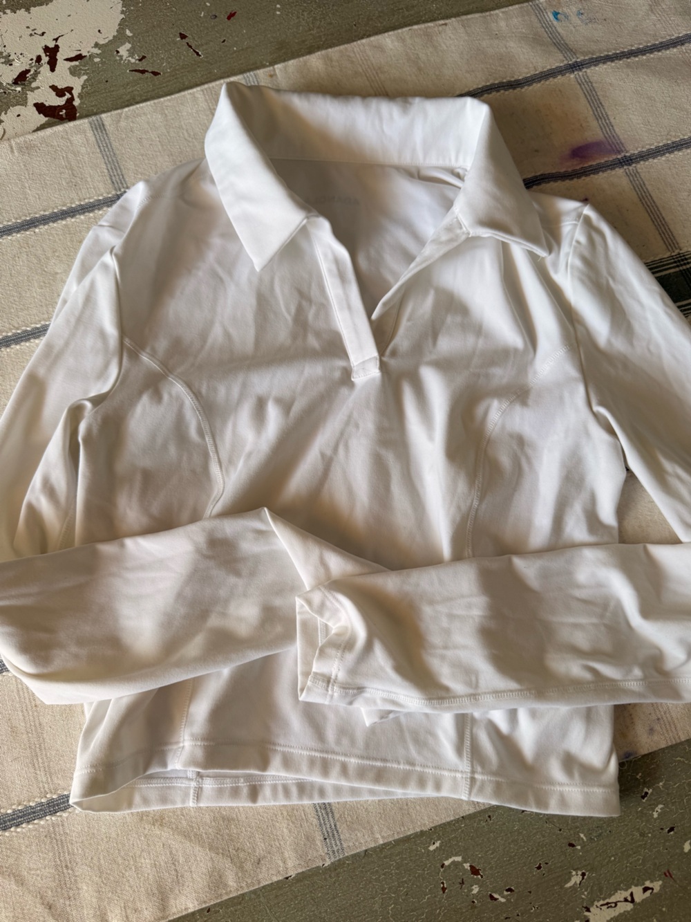 Adanola White Long Sleeve Polo Tee